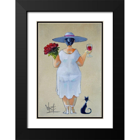 Lady with Roses I Black Modern Wood Framed Art Print with Double Matting by West, Ronald