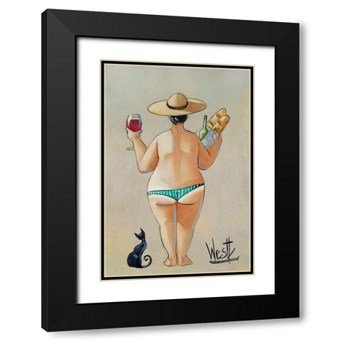 Bouquets and Wine Black Modern Wood Framed Art Print with Double Matting by West, Ronald