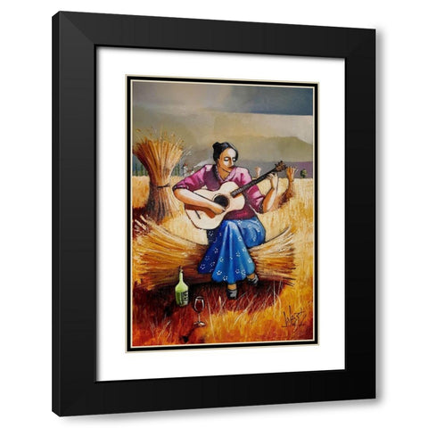 Harvest Girl I Black Modern Wood Framed Art Print with Double Matting by West, Ronald