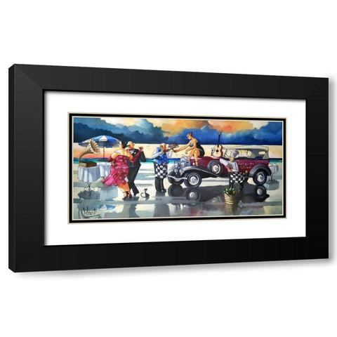 Beach Lambada II Black Modern Wood Framed Art Print with Double Matting by West, Ronald