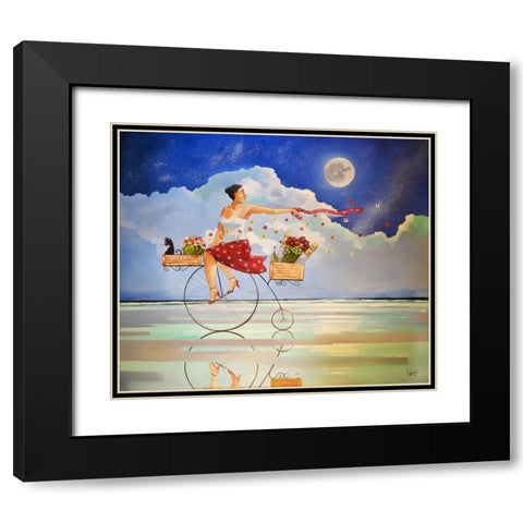 Spring II Black Modern Wood Framed Art Print with Double Matting by West, Ronald