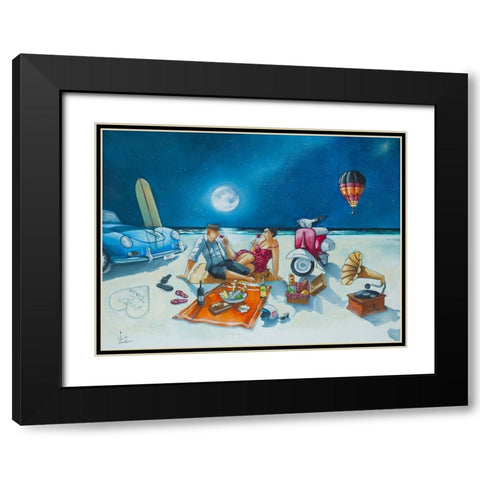 Evening Picnic Black Modern Wood Framed Art Print with Double Matting by West, Ronald