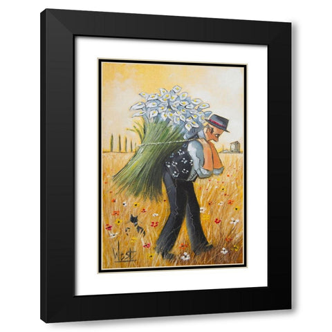 The Lily Picker Black Modern Wood Framed Art Print with Double Matting by West, Ronald