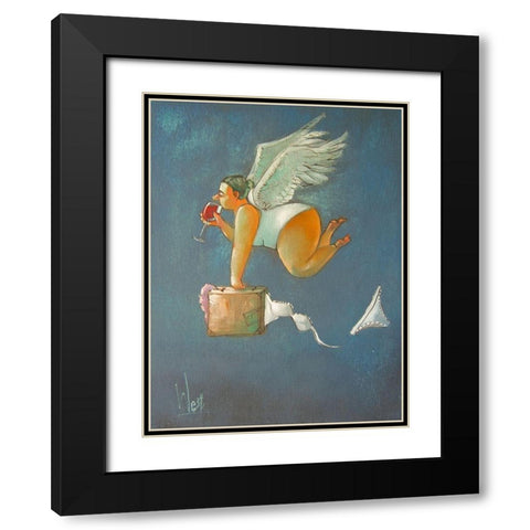 On Holiday Black Modern Wood Framed Art Print with Double Matting by West, Ronald