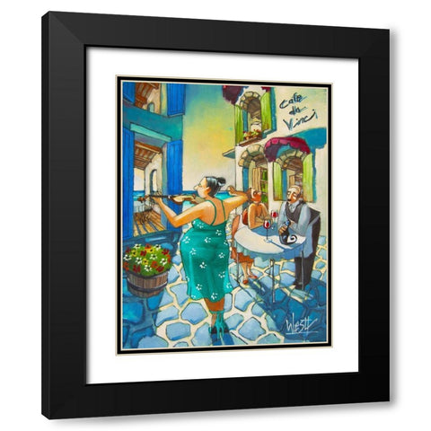 The Violinist III Black Modern Wood Framed Art Print with Double Matting by West, Ronald