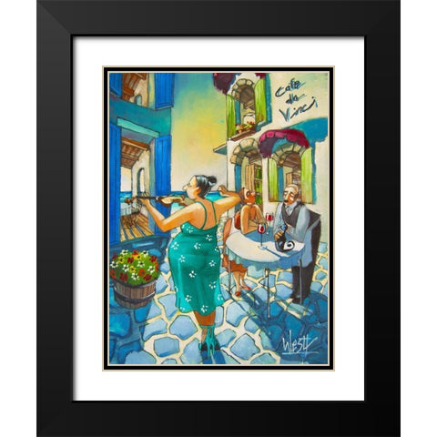 The Violinist III Black Modern Wood Framed Art Print with Double Matting by West, Ronald