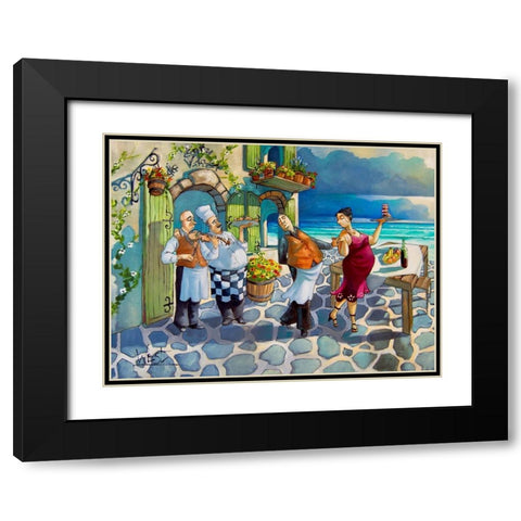 Dancing Waiter Black Modern Wood Framed Art Print with Double Matting by West, Ronald