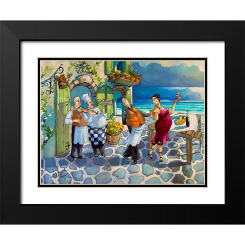 Dancing Waiter Black Modern Wood Framed Art Print with Double Matting by West, Ronald