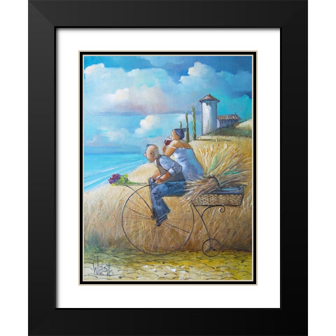 On Our Way Black Modern Wood Framed Art Print with Double Matting by West, Ronald