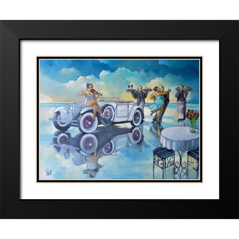A Vintage Affair Black Modern Wood Framed Art Print with Double Matting by West, Ronald