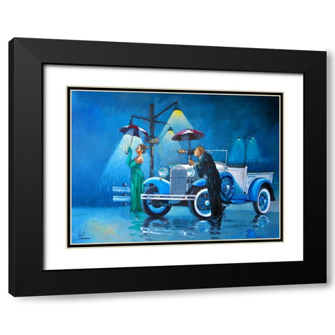 Late For the Ball Black Modern Wood Framed Art Print with Double Matting by West, Ronald