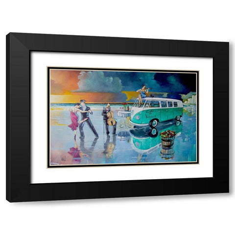 Sunset Dance Black Modern Wood Framed Art Print with Double Matting by West, Ronald