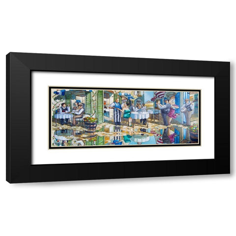 Cafe Santie Black Modern Wood Framed Art Print with Double Matting by West, Ronald