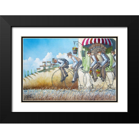 The Sprinters Black Modern Wood Framed Art Print with Double Matting by West, Ronald