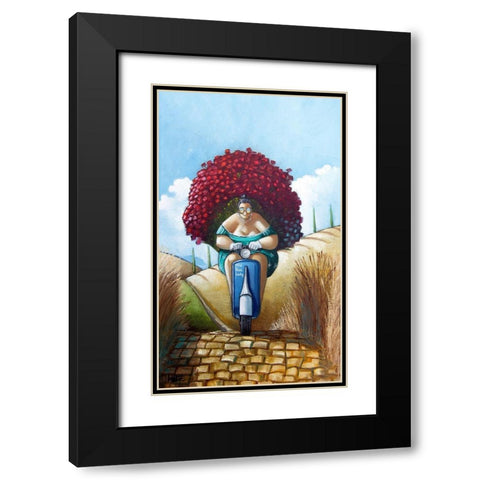 The Rose Lady Black Modern Wood Framed Art Print with Double Matting by West, Ronald