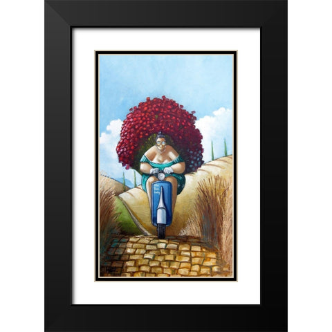 The Rose Lady Black Modern Wood Framed Art Print with Double Matting by West, Ronald