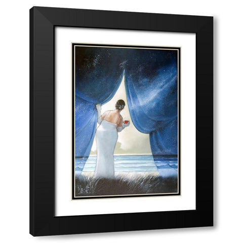 My Heart Aches for the Ocean Black Modern Wood Framed Art Print with Double Matting by West, Ronald
