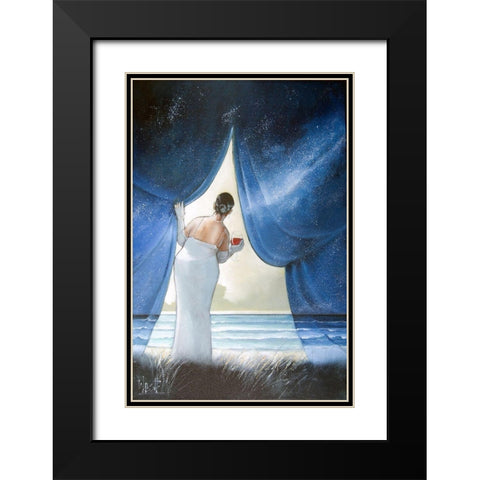 My Heart Aches for the Ocean Black Modern Wood Framed Art Print with Double Matting by West, Ronald