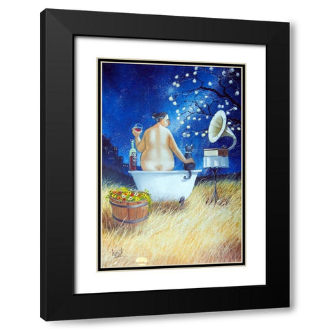 Starry Bath III Black Modern Wood Framed Art Print with Double Matting by West, Ronald