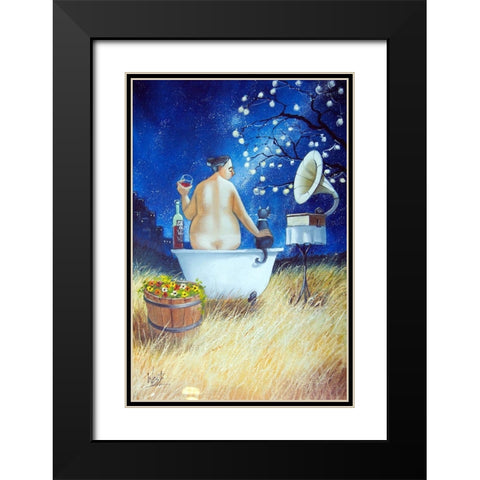 Starry Bath III Black Modern Wood Framed Art Print with Double Matting by West, Ronald