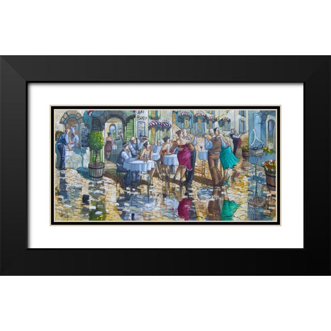 Cafe Elize Black Modern Wood Framed Art Print with Double Matting by West, Ronald