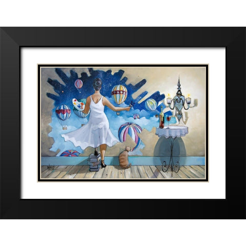 When I Dream II Black Modern Wood Framed Art Print with Double Matting by West, Ronald