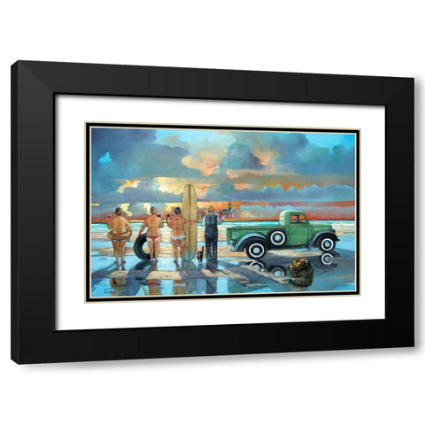 Sundowner Black Modern Wood Framed Art Print with Double Matting by West, Ronald