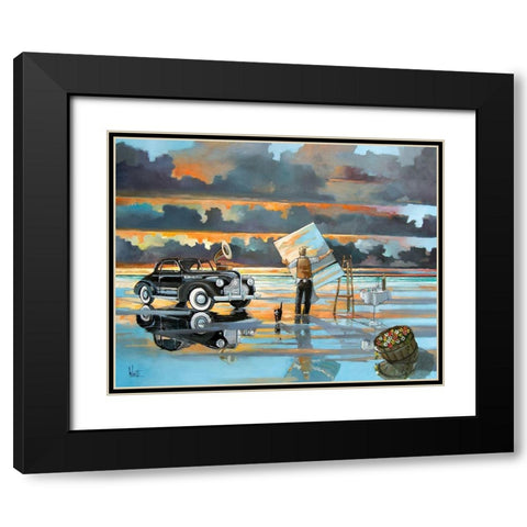 Painting Up a Storm Black Modern Wood Framed Art Print with Double Matting by West, Ronald