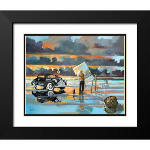 Painting Up a Storm Black Modern Wood Framed Art Print with Double Matting by West, Ronald