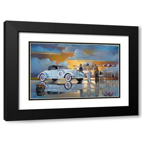 Lost Black Modern Wood Framed Art Print with Double Matting by West, Ronald