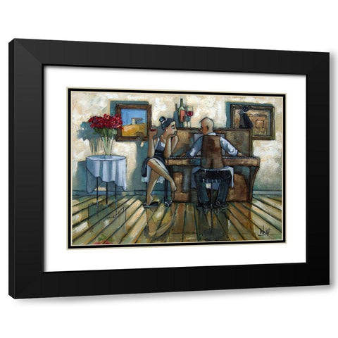 Last Song II Black Modern Wood Framed Art Print with Double Matting by West, Ronald