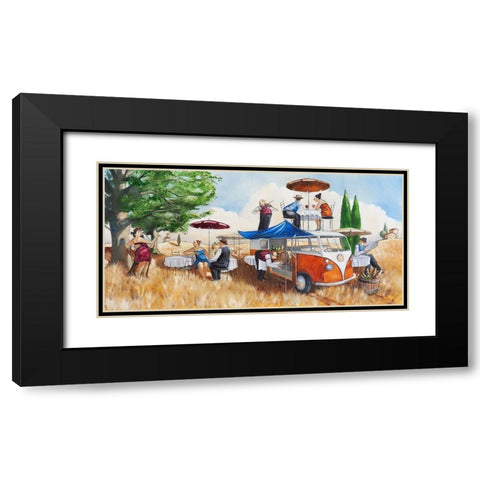 A Traveling Restaurant Black Modern Wood Framed Art Print with Double Matting by West, Ronald