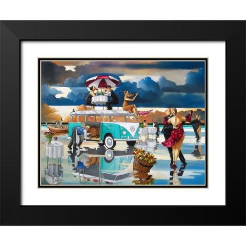 Cafe Nelia Black Modern Wood Framed Art Print with Double Matting by West, Ronald