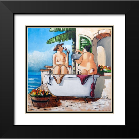 Bath Scene I Black Modern Wood Framed Art Print with Double Matting by West, Ronald