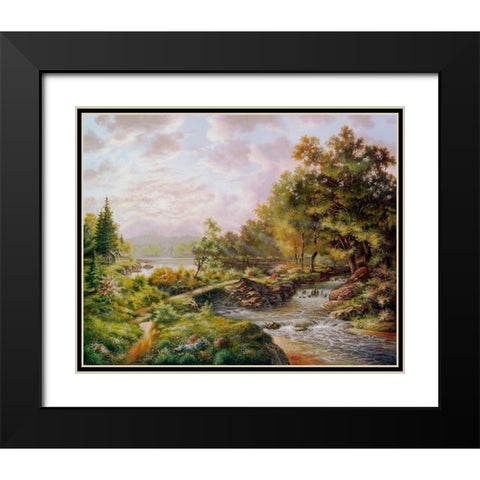 Summer Retreat Black Modern Wood Framed Art Print with Double Matting by Strubel, Klaus