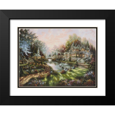 Morning Glory Black Modern Wood Framed Art Print with Double Matting by Strubel, Klaus