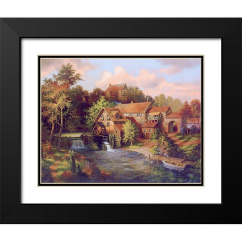 The Old Mill Black Modern Wood Framed Art Print with Double Matting by Strubel, Klaus