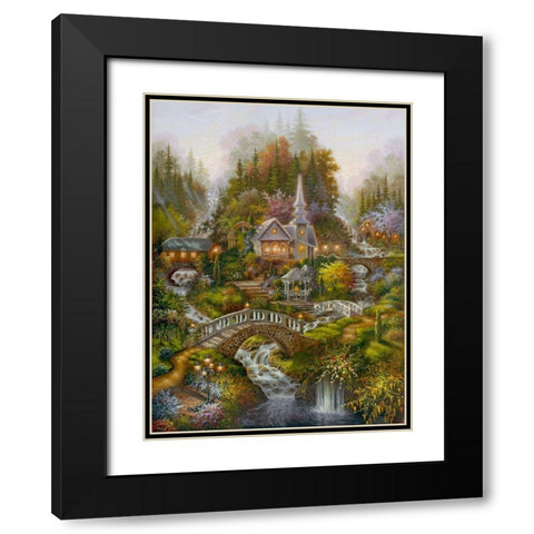 Hillside Sanctuary Black Modern Wood Framed Art Print with Double Matting by Strubel, Klaus