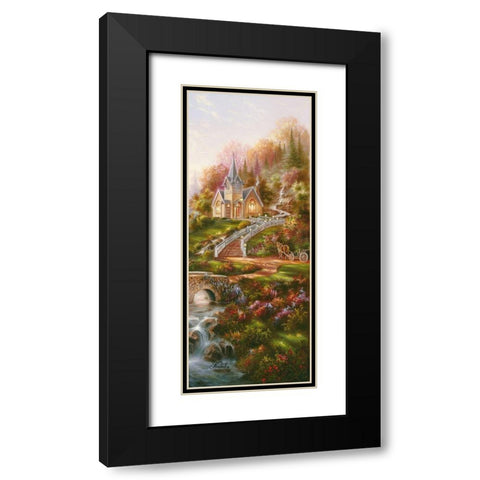 Mountain Chapel panel Black Modern Wood Framed Art Print with Double Matting by Strubel, Klaus