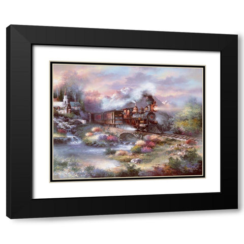 Spring Creek Express Black Modern Wood Framed Art Print with Double Matting by Lee, James