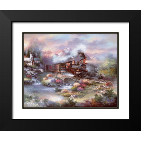 Spring Creek Express Black Modern Wood Framed Art Print with Double Matting by Lee, James