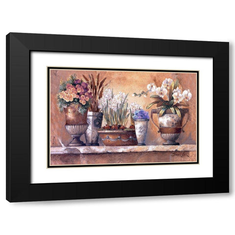 Antique Blossoms Black Modern Wood Framed Art Print with Double Matting by Lee, James