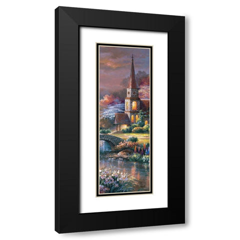 Peaceful Reflections Panel II Black Modern Wood Framed Art Print with Double Matting by Lee, James