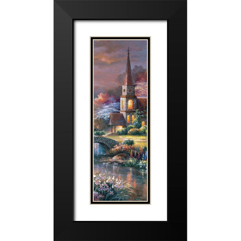 Peaceful Reflections Panel II Black Modern Wood Framed Art Print with Double Matting by Lee, James