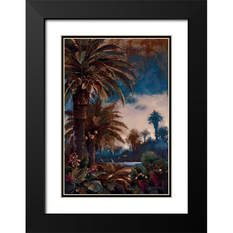 Tropical Palms I Black Modern Wood Framed Art Print with Double Matting by Lee, James