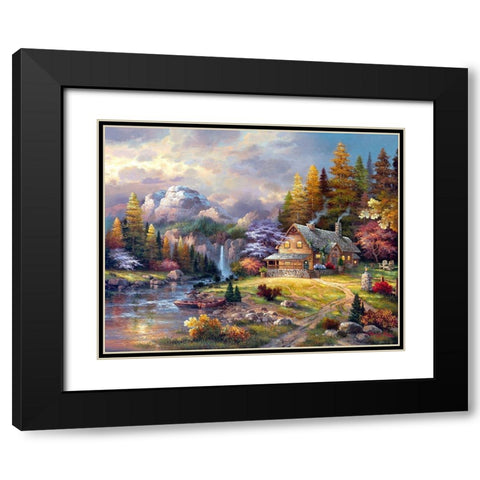 Mountain Hideaway Black Modern Wood Framed Art Print with Double Matting by Lee, James