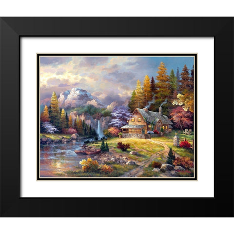 Mountain Hideaway Black Modern Wood Framed Art Print with Double Matting by Lee, James