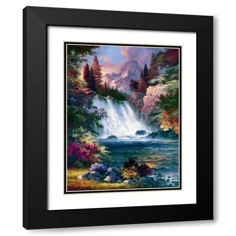 Sunrise Falls II Black Modern Wood Framed Art Print with Double Matting by Lee, James