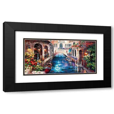 Venice Bridge Black Modern Wood Framed Art Print with Double Matting by Lee, James