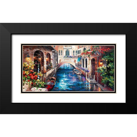 Venice Bridge Black Modern Wood Framed Art Print with Double Matting by Lee, James